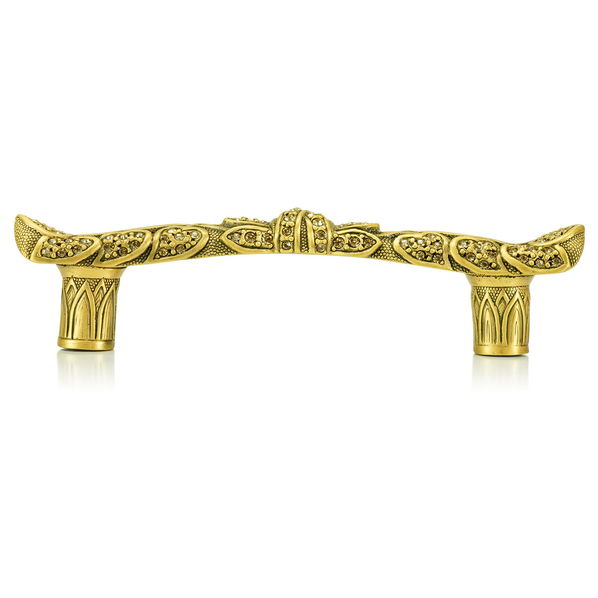 Edgar Bererbi 7785/9: 3-1/2" cc Trescott Cabinet Pull - Museum Gold/Swarovski Crystal