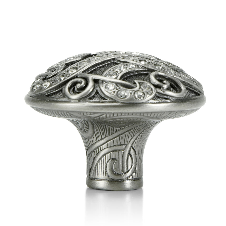 Edgar Bererbi 7924AN: 1-1/2" Belmont Cabinet Knob - Antique Nickel/Swarovski Crystal