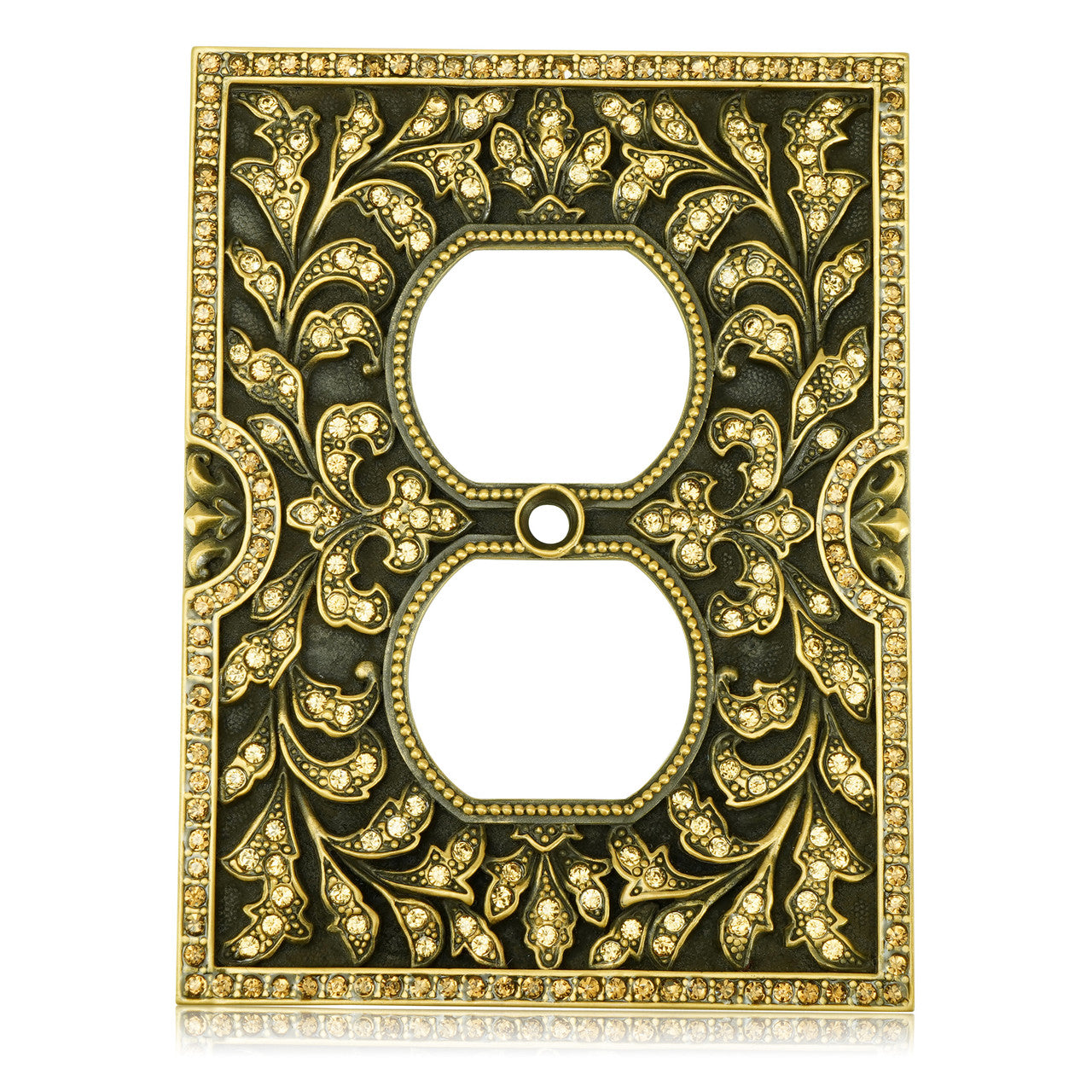 Edgar Bererbi 7968/9: Single Duplex Switch Plate - Museum Gold/Swarovski Crystal