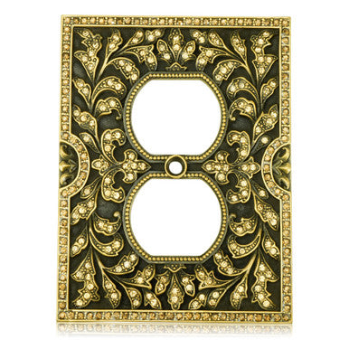 Edgar Bererbi 7968/9: Single Duplex Switch Plate - Museum Gold/Swarovski Crystal