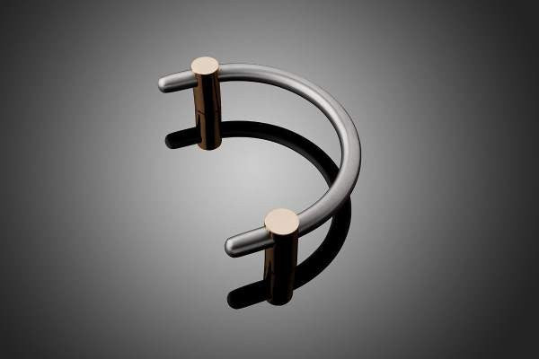 920005-001: 10-7/8" Compass Door Pull w/Semi-Circle Grip & Round Ends - Satin Stainless Steel