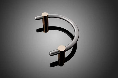 920005-001: 10-7/8" Compass Door Pull w/Semi-Circle Grip & Round Ends - Satin Stainless Steel