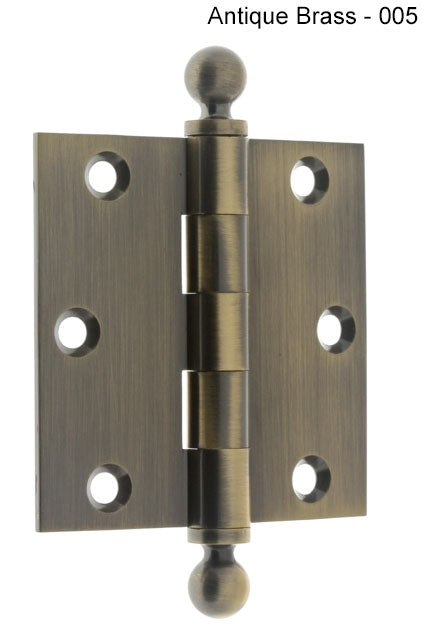 IDH Brass 80101-005: 3" x 3" Loose Pin Door Hinge w/Ball Finials (pair) - Antique Brass