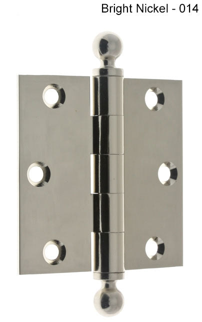 IDH Brass 80101-014: 3" x 3" Loose Pin Door Hinge w/Ball Finials (pair) - Bright Nickel