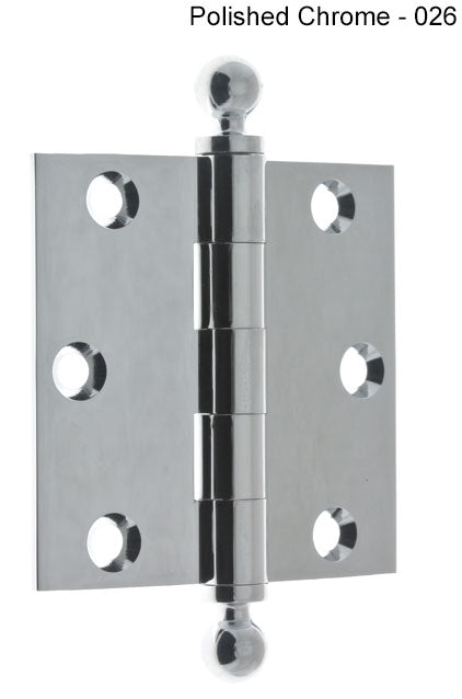 IDH Brass 80101-026: 3" x 3" Loose Pin Door Hinge w/Ball Finials (pair) - Polished Chrome