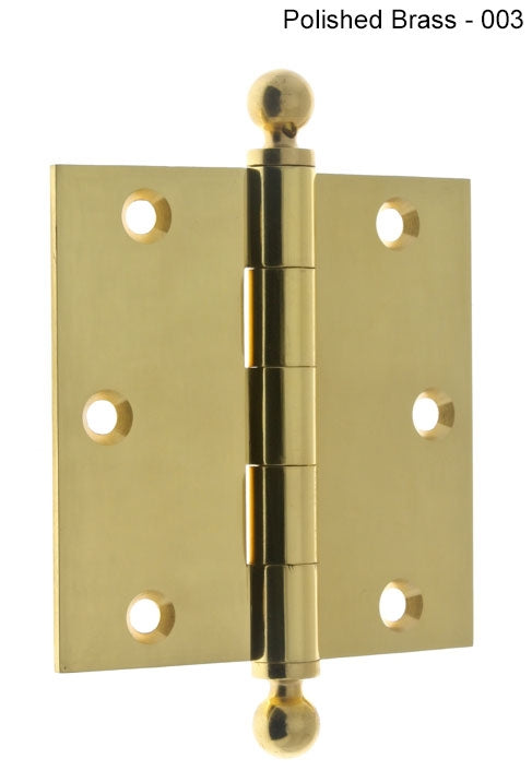 IDH Brass 80102-004: 3-1/2" x 3-1/2" Loose Pin Door Hinge w/Ball Finials (pair) - Satin Brass