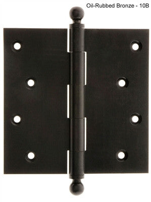 IDH 80103-10B: 4" x 4" Loose Pin Door Hinge w/Ball Finials (pair) - Oil Rubbed Bronze