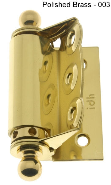 IDH Brass 80320-004: 2-3/4" Half Surface Adjustable Spring Screen Door Hinge w/Ball Finials (pair) - Satin Brass