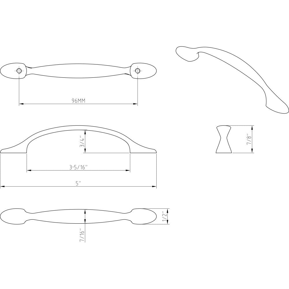 Elements 80814-SN: 96 mm cc Somerset Arch Cabinet Pull - Satin Nickel