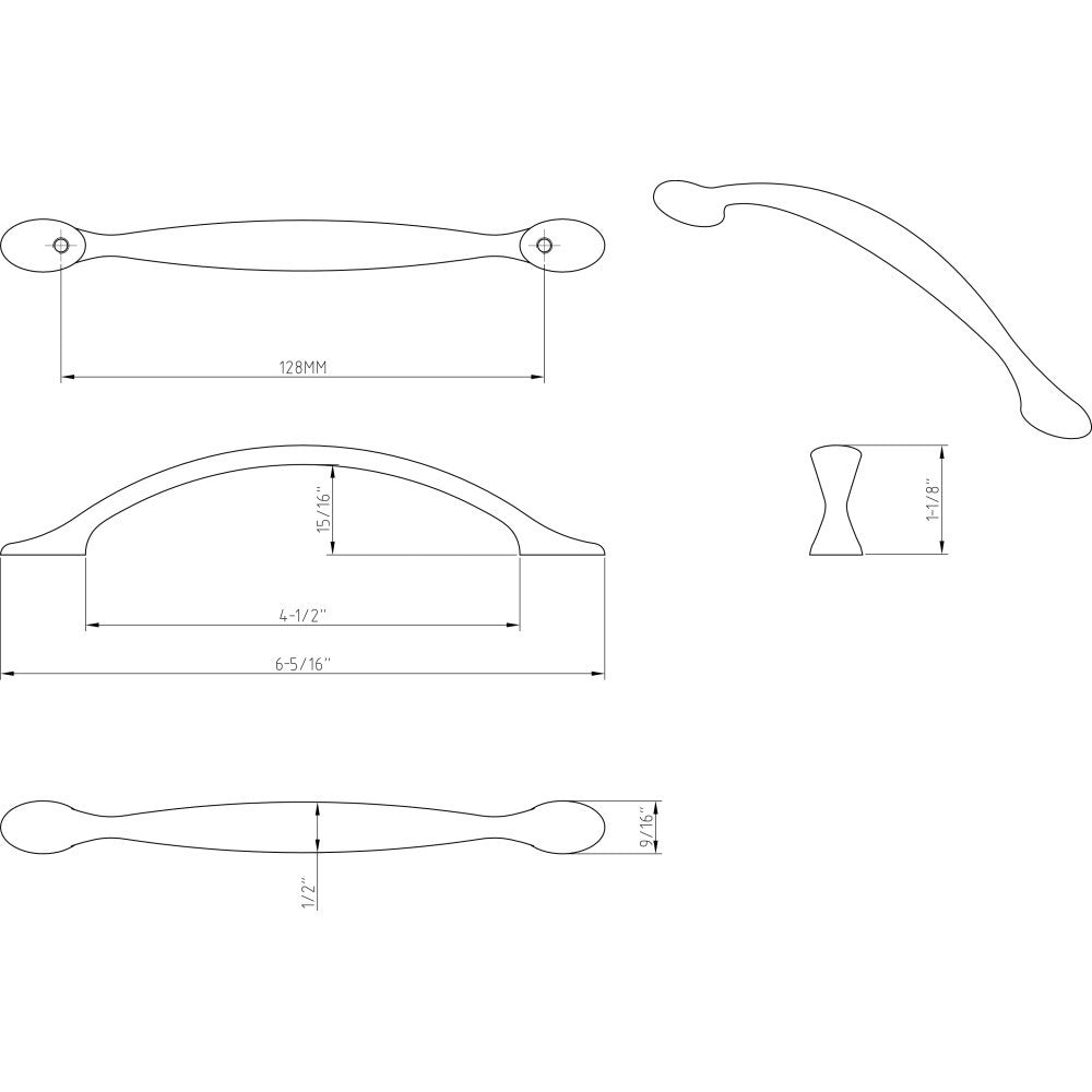 Elements 80815-SN: 128 mm cc Somerset Arch Cabinet Pull - Satin Nickel