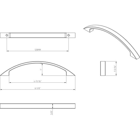 Elements 81065-SN: 128 mm cc Somerset Arch Cabinet Pull - Satin Nickel