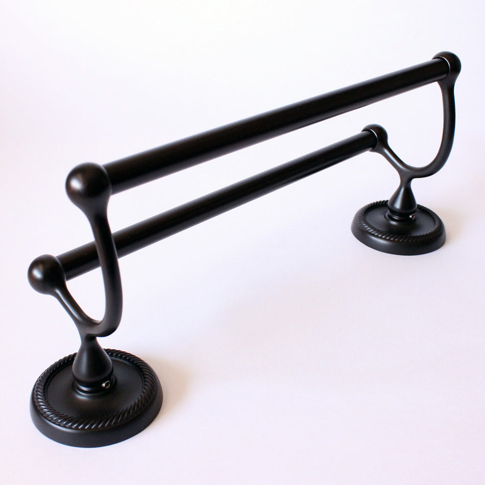 Rusticware 8122ORB: 24" cc Riverside English Rope Double Towel Bar - Oil Rubbed Bronze