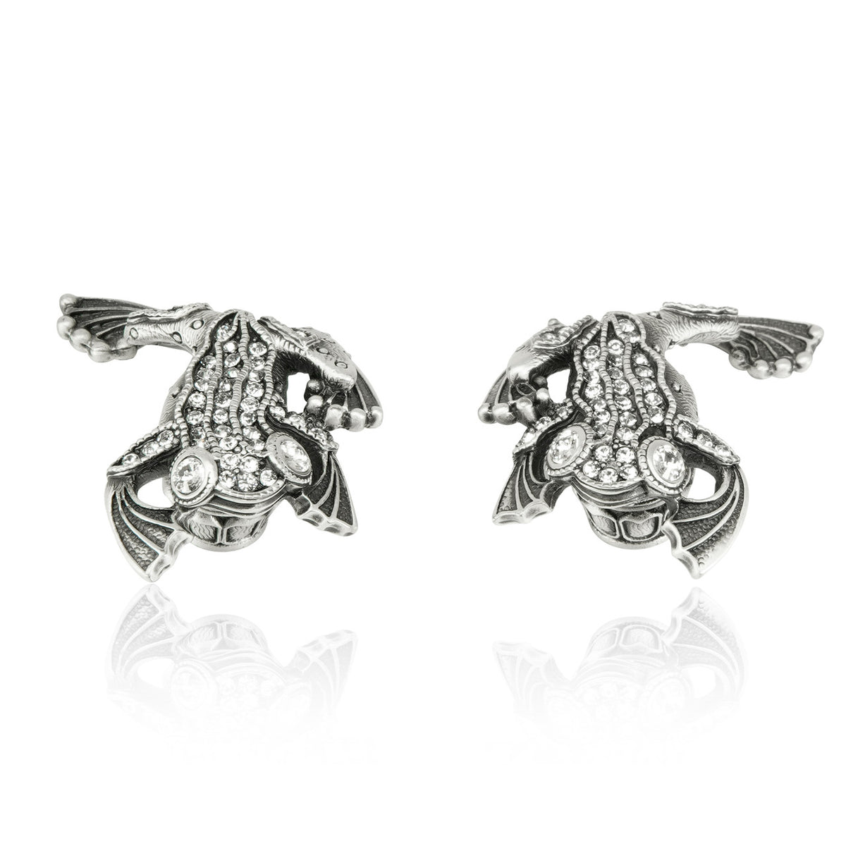Edgar Bererbi 8154MSX: 2-1/8" Flora & Fauna Tree Frog Cabinet Knob (pair) - Matte Sterling Silver/Swarovski Crystal