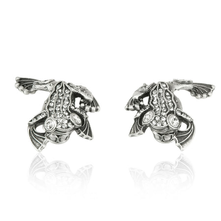 Edgar Bererbi 8154MSX: 2-1/8" Flora & Fauna Tree Frog Cabinet Knob (pair) - Matte Sterling Silver/Swarovski Crystal
