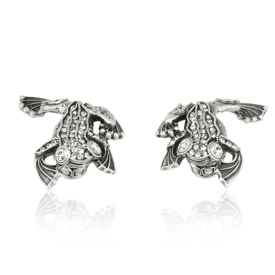 Edgar Bererbi 8154MSX: 2-1/8" Flora & Fauna Tree Frog Cabinet Knob (pair) - Matte Sterling Silver/Swarovski Crystal