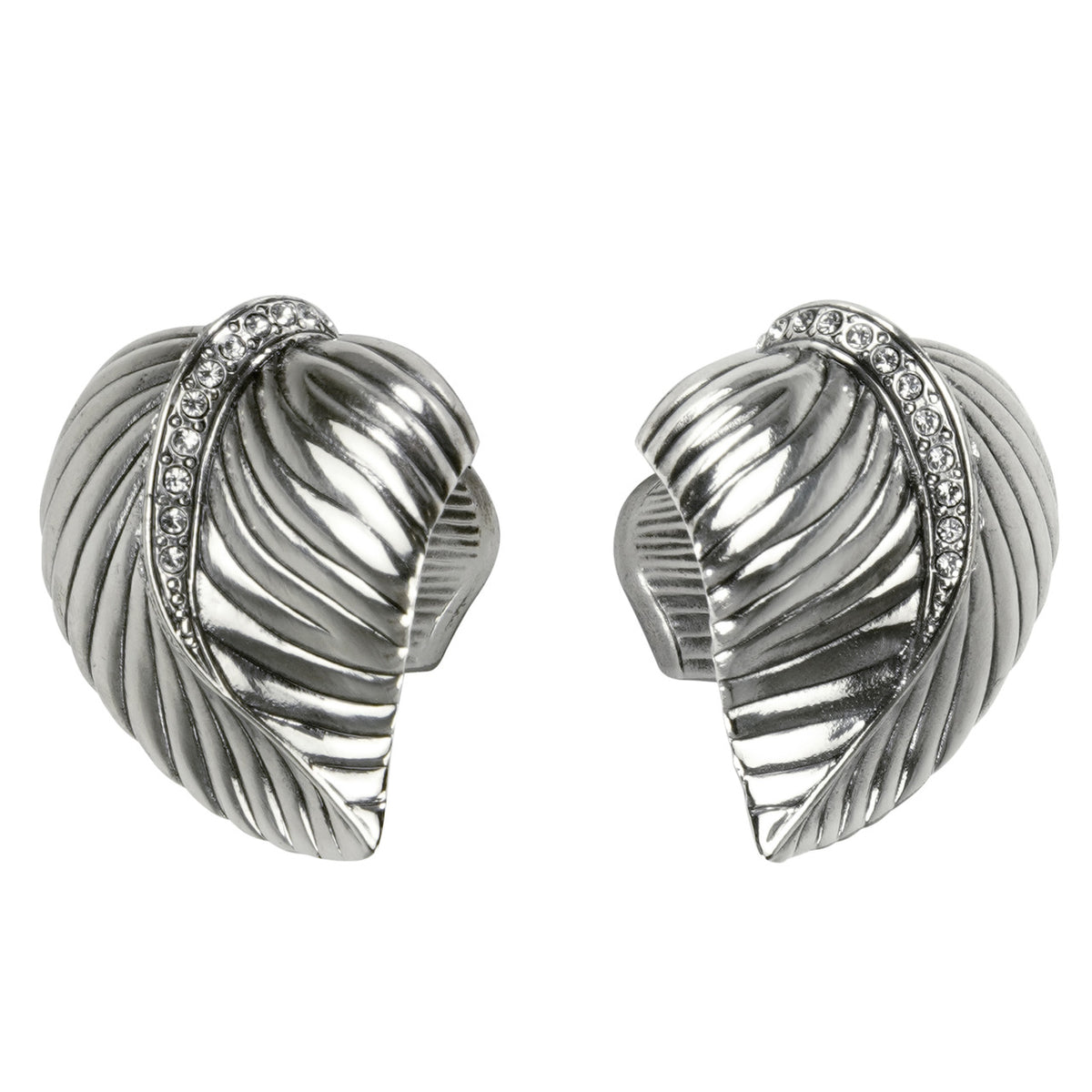 Edgar Bererbi 8182/16X: 1-9/16" Chandler Leaf Cabinet Knob (pair) - Burnished Silver/Swarovski Crystal
