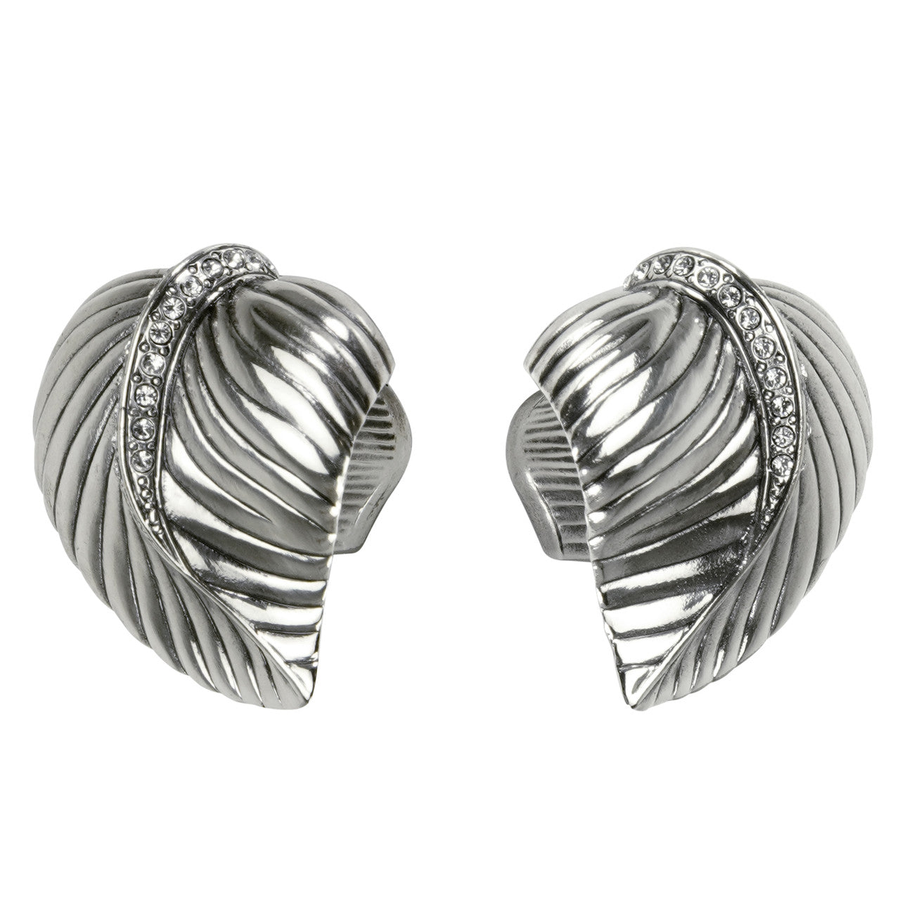 Edgar Bererbi 8182/16X: 1-9/16" Chandler Leaf Cabinet Knob (pair) - Burnished Silver/Swarovski Crystal