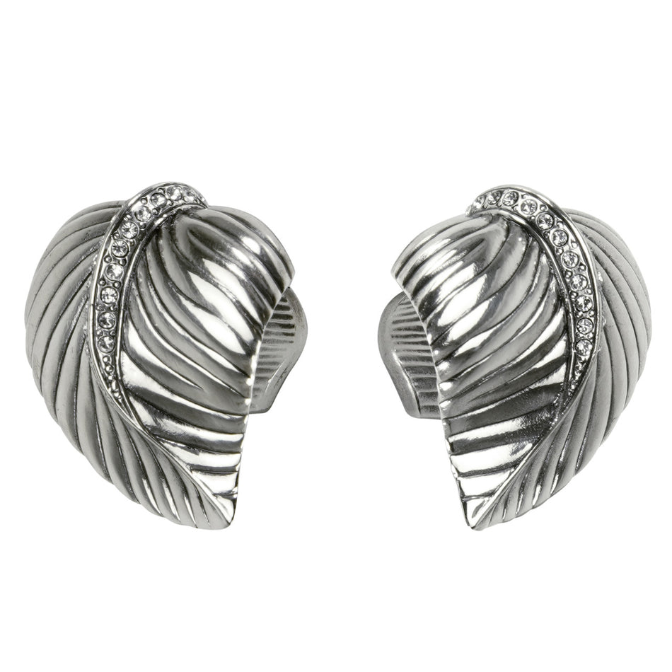 Edgar Bererbi 8182/16X: 1-9/16" Chandler Leaf Cabinet Knob (pair) - Burnished Silver/Swarovski Crystal