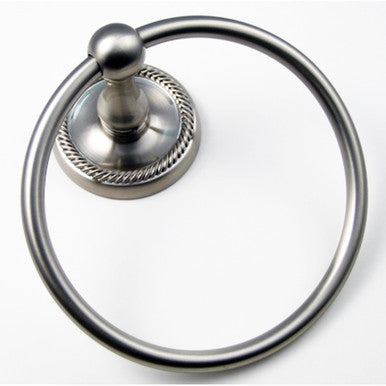 Rusticware 8186SN: Riverside English Rope Towel Ring - Satin Nickel