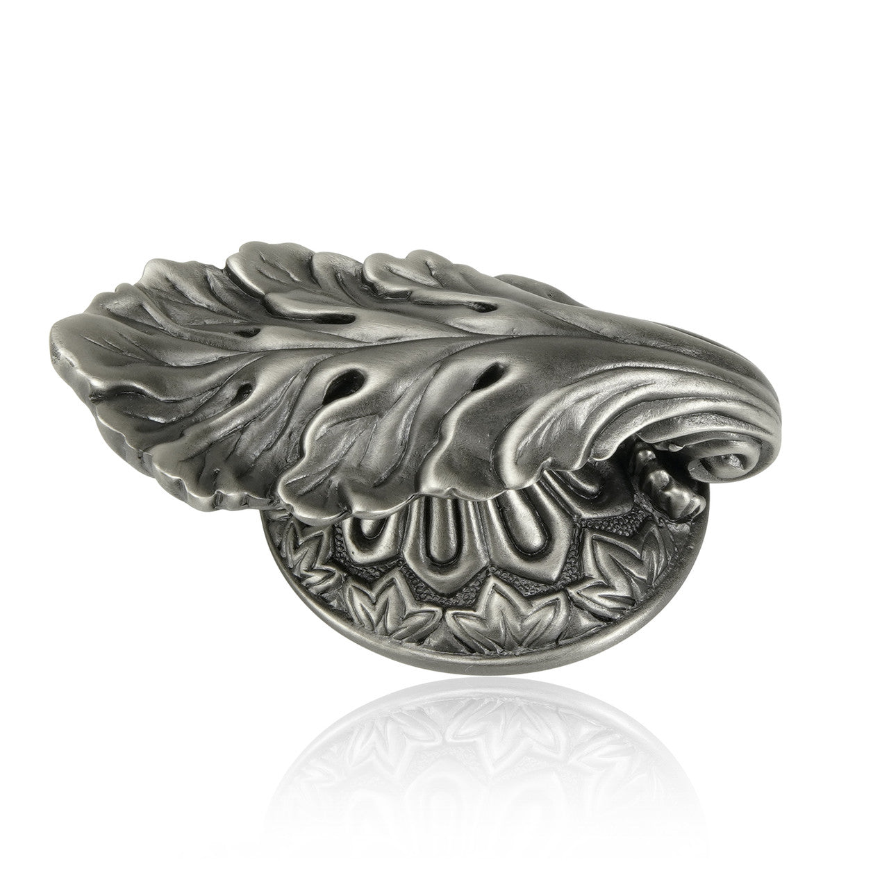Edgar Bererbi 8195AN: 2-5/8" Louis XV Leaf Cabinet Knob - Antique Nickel