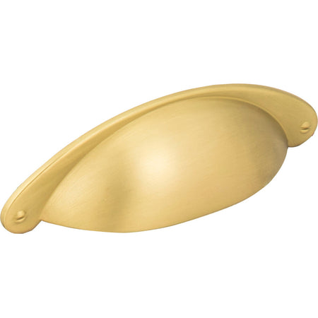 Jeffrey Alexander 8233BG: 3" cc Lyon Cup Cabinet Pull - Brushed Gold