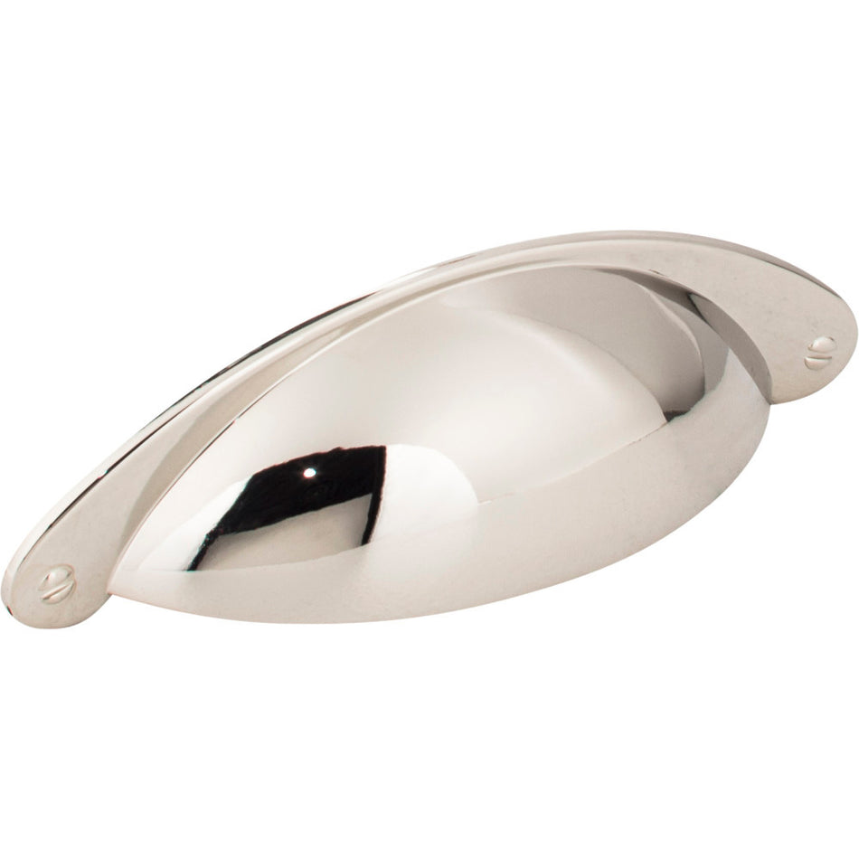 Jeffrey Alexander 8233NI: 3" cc Lyon Cup Cabinet Pull - Polished Nickel