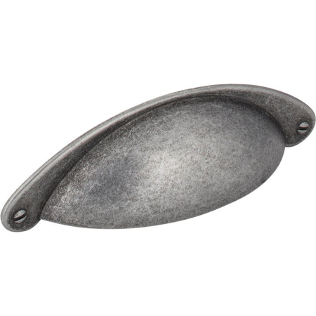 Jeffrey Alexander 8233SIM: 3" cc Lyon Cup Cabinet Pull - Distressed Antique Silver