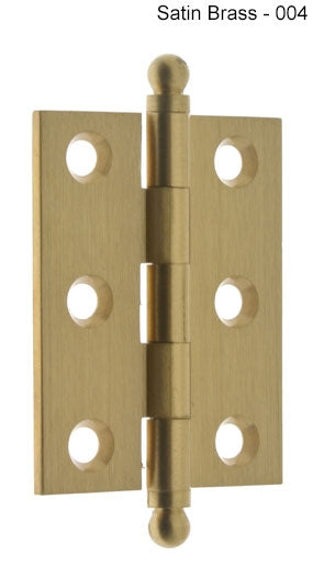 IDH Brass 82517-005: 2-1/2" x 1-11/16" Cabinet Hinge w/Ball Finials (pair) - Bright Copper