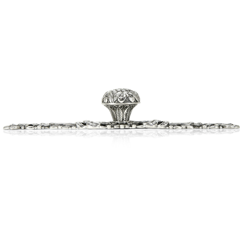 Edgar Bererbi 8252/16: 1-1/8" Trescott Cabinet Knob w/Backplate - Burnished Silver/Swarovski Crystal