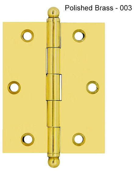 IDH Brass 82520-003: 2-1/2" x 2" Cabinet Hinge w/Ball Finials (pair) - Polished Brass