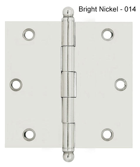 IDH Brass 82525-014: 2-1/2" x 2-1/2" Cabinet Hinge w/Ball Finials (pair) - Bright Nickel