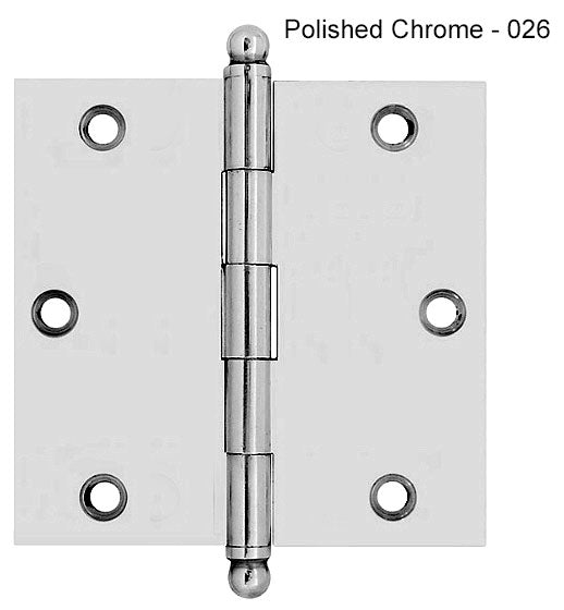 IDH Brass 82525-026: 2-1/2" x 2-1/2" Cabinet Hinge w/Ball Finials (pair) - Polished Chrome