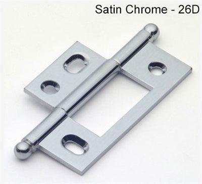 IDH Brass 82600-26D: 2-1/2" x 7/8" Non-Mortise Cabinet Hinge w/Ball Finials (pair) - Satin Chrome