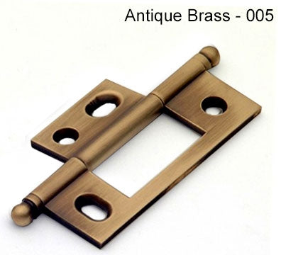 IDH Brass 82600-005: 2-1/2" x 7/8" Non-Mortise Cabinet Hinge w/Ball Finials (pair) - Antique Brass