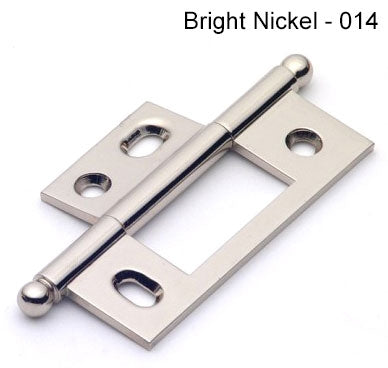 IDH Brass 82600-014: 2-1/2" x 7/8" Non-Mortise Cabinet Hinge w/Ball Finials (pair) - Bright Nickel
