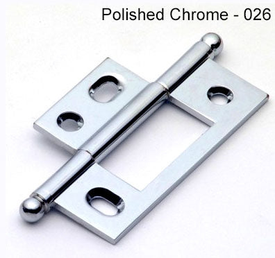 IDH Brass 82600-026: 2-1/2" x 7/8" Non-Mortise Cabinet Hinge w/Ball Finials (pair) - Polished Chrome