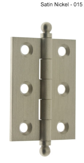 IDH Brass 83020-015: 3" x 2" Cabinet Hinge w/Ball Finials (pair) - Satin Nickel