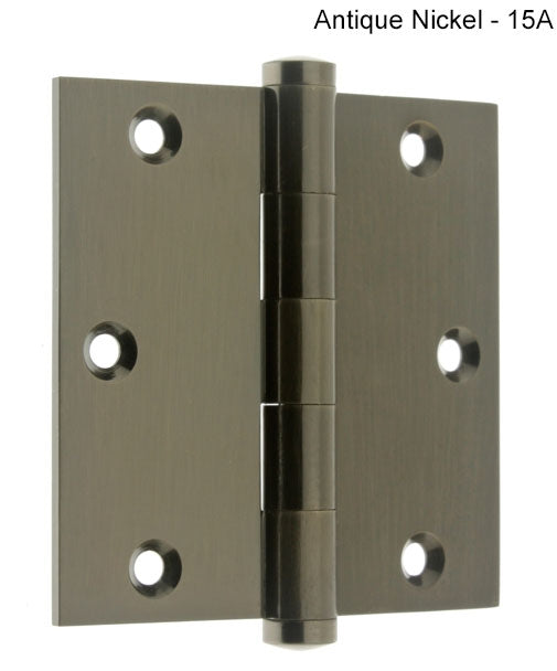 IDH Brass 83030-15A: 3" x 3" Full-Mortise Door Hinge w/Square Corners (pair) - Antique Nickel