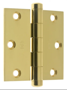IDH Brass 83030-3NL: 3" x 3" Full-Mortise Door Hinge w/Square Corners (pair) - Polished Brass No Lacquer