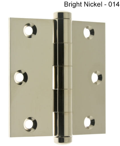IDH Brass 83535-014: 3-1/2" x 3-1/2" Full-Mortise Door Hinge w/Square Corners (pair) - Bright Nickel