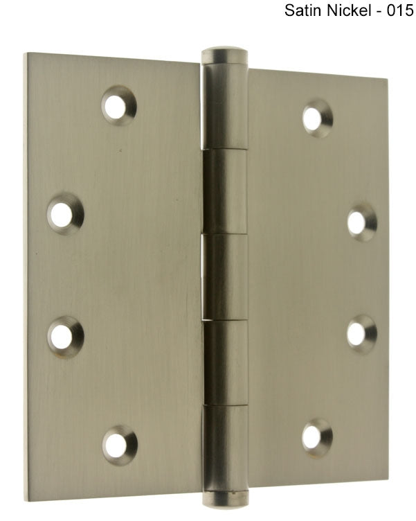 IDH Brass 84040-015: 4" x 4" Full-Mortise Door Hinge w/Square Corners (pair) - Satin Nickel