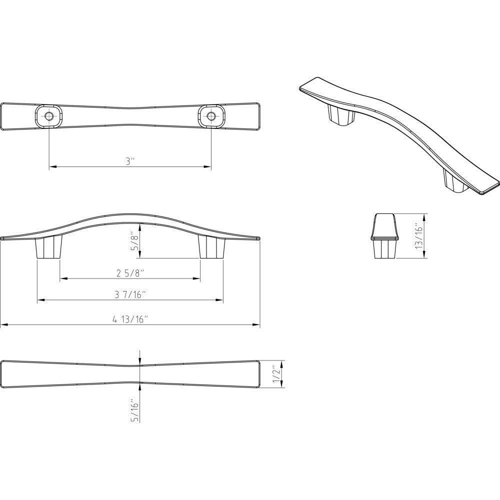 Elements 840AB: 3" cc Kingsport Arch Bar Cabinet Pull - Brushed Antique Brass