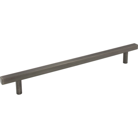 Jeffrey Alexander 845-12BNBDL: 12" cc Dominique Square Bar Cabinet Pull - Brushed Pewter