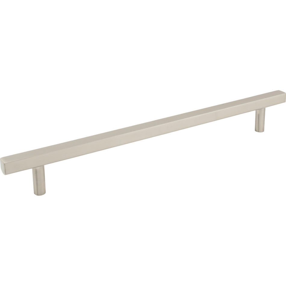 Jeffrey Alexander 845-12SN: 12" cc Dominique Square Bar Cabinet Pull - Satin Nickel