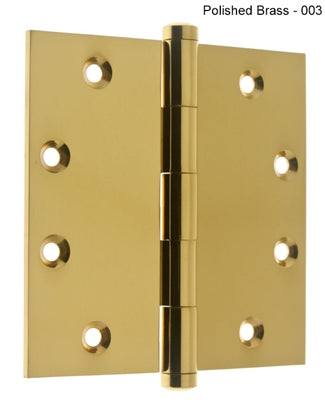 IDH Brass 84545-3NL: 4-1/2" x 4-1/2" Full-Mortise Door Hinge w/Square Corners (pair) - Polished Brass No Lacquer