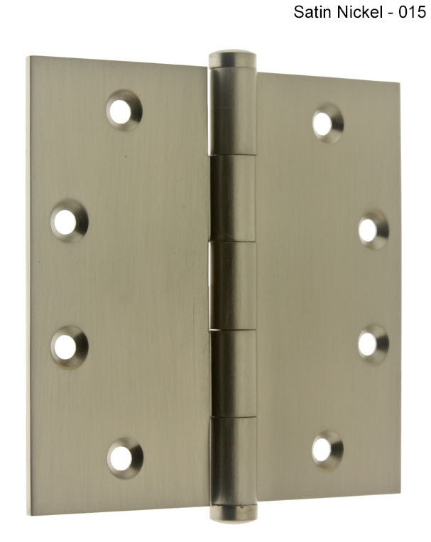 IDH Brass 84545-015: 4-1/2" x 4-1/2" Full-Mortise Door Hinge w/Square Corners (pair) - Satin Nickel