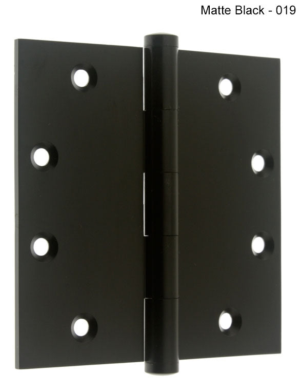 IDH Brass 84545-019: 4-1/2" x 4-1/2" Full-Mortise Door Hinge w/Square Corners (pair) - Matte Black