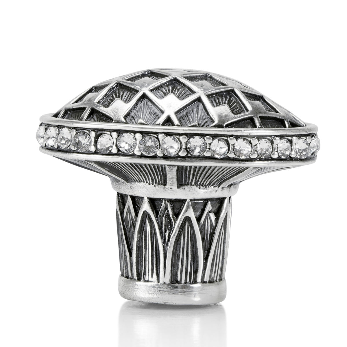 Edgar Bererbi 8456/16: 1-1/4" Thames Oval Cabinet Knob - Burnished Silver/Swarovski Crystal