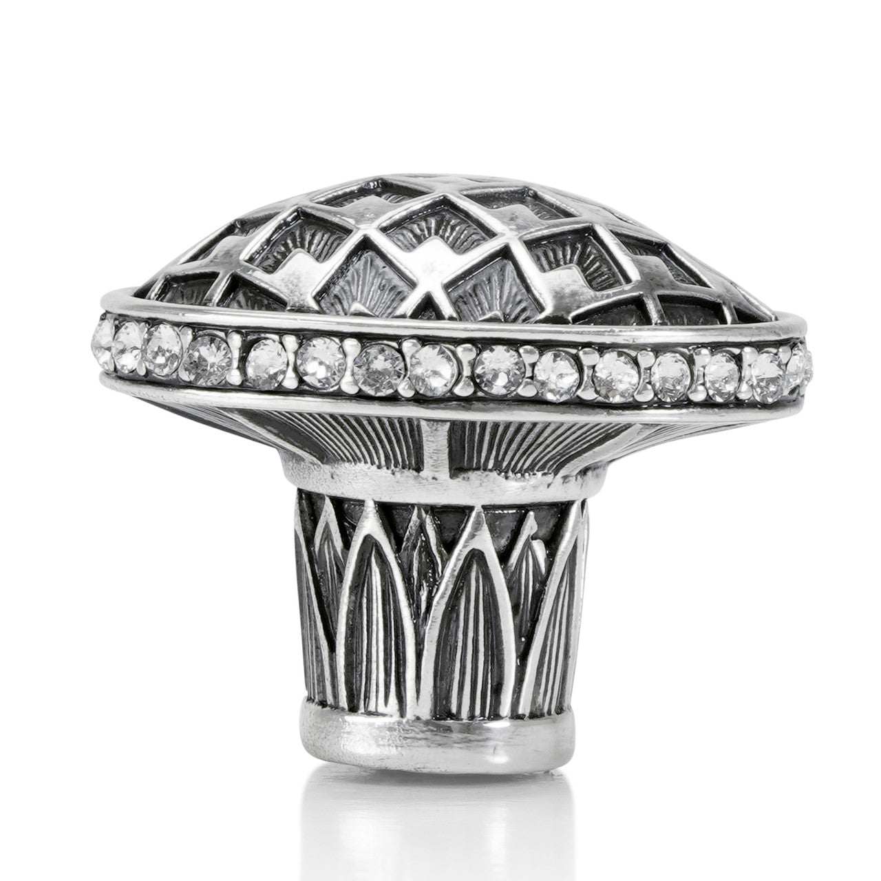 Edgar Bererbi 8456/16: 1-1/4" Thames Oval Cabinet Knob - Burnished Silver/Swarovski Crystal