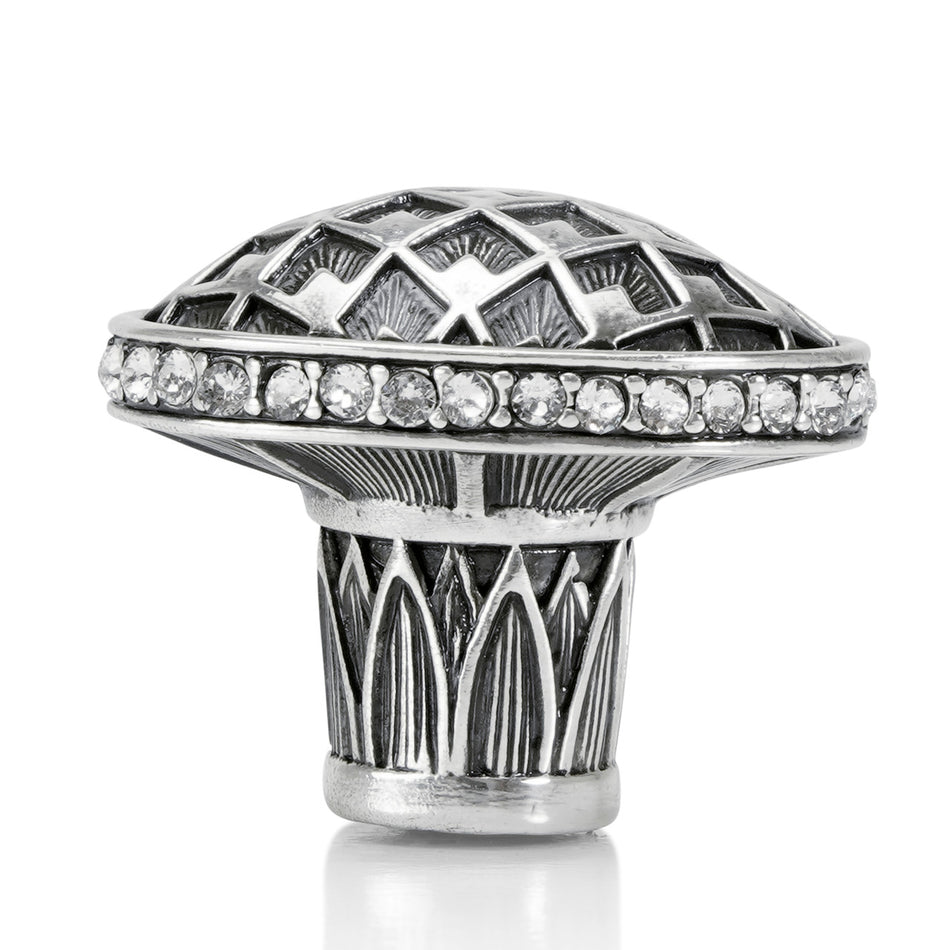 Edgar Bererbi 8456/16: 1-1/4" Thames Oval Cabinet Knob - Burnished Silver/Swarovski Crystal